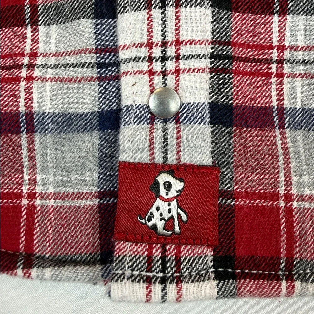 GYMBOREE Baby‎ Boys’ Red Fleece Lined Plaid Dalmatian Patch Flannel Shirt 0-3M